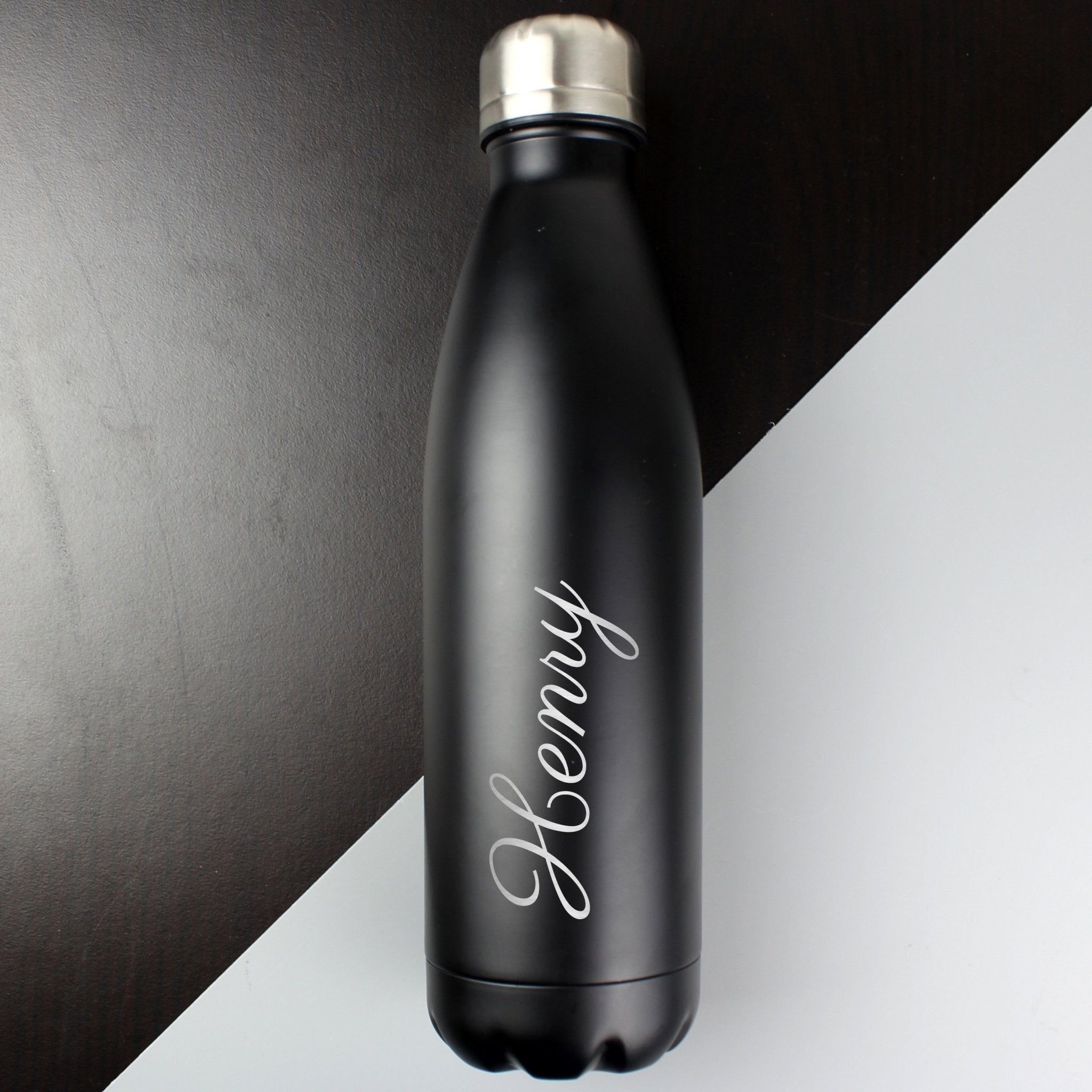 Personalised Black Metal Insulated Drinks Bottle | Inspired Creative Gifts | UK Supplier