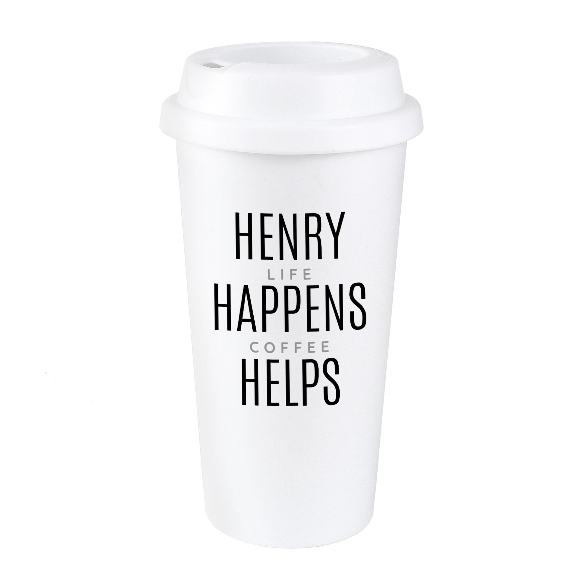Personalised Black Text Slogan Insulated Reusable Eco Travel Cup | Inspired Creative Gifts