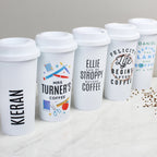 Personalised Black Text Slogan Insulated Reusable Eco Travel Cup | Inspired Creative Gifts | UK Supplier