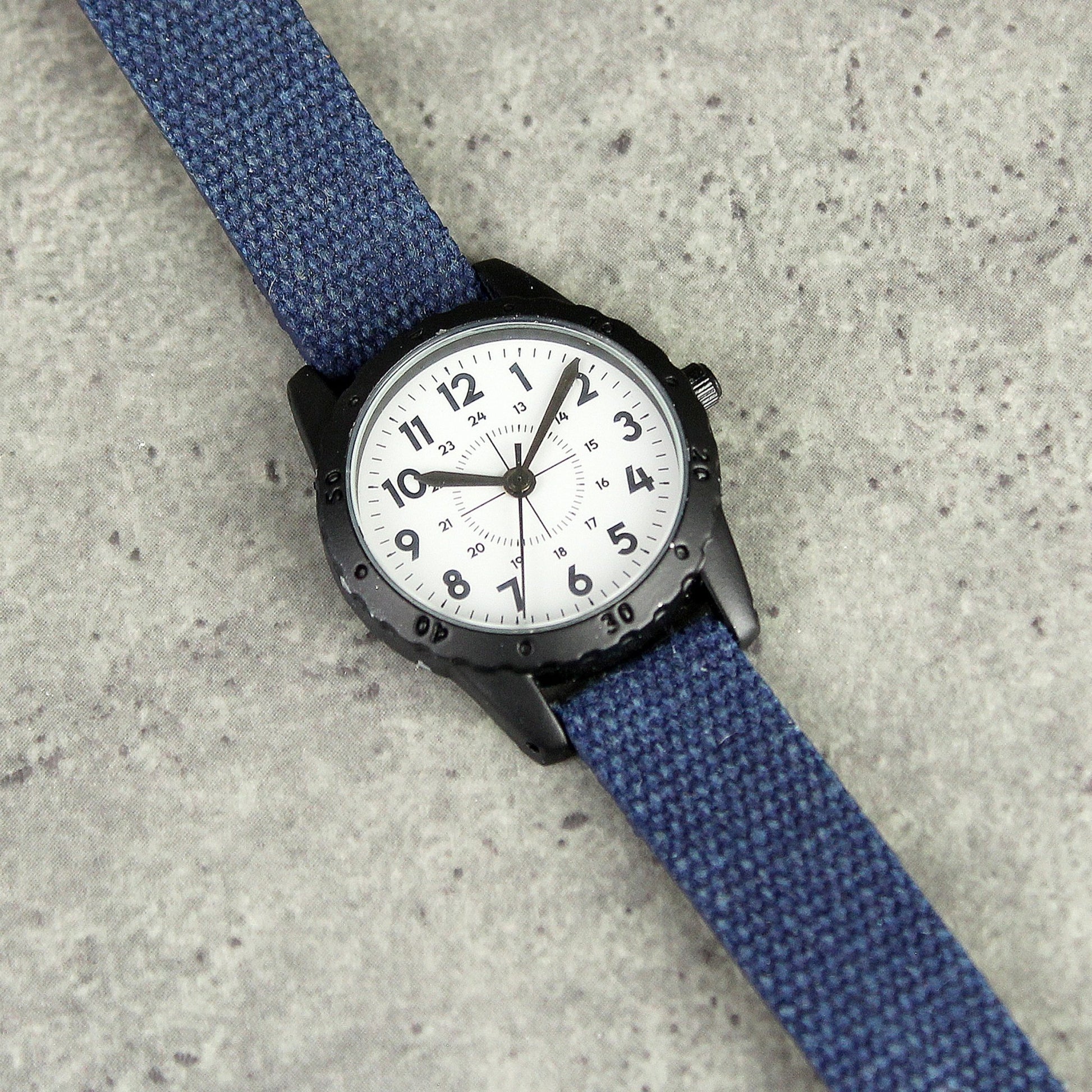 Personalised Black with Blue Canvas Strap Boys Watch | Inspired Creative Gifts | UK Supplier