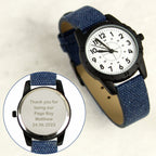 Personalised Black with Blue Canvas Strap Boys Watch | Inspired Creative Gifts | UK Supplier
