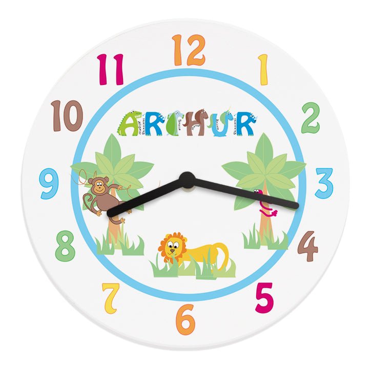 Personalised Blue Animal Alphabet Clock | Inspired Creative Gifts | UK Supplier