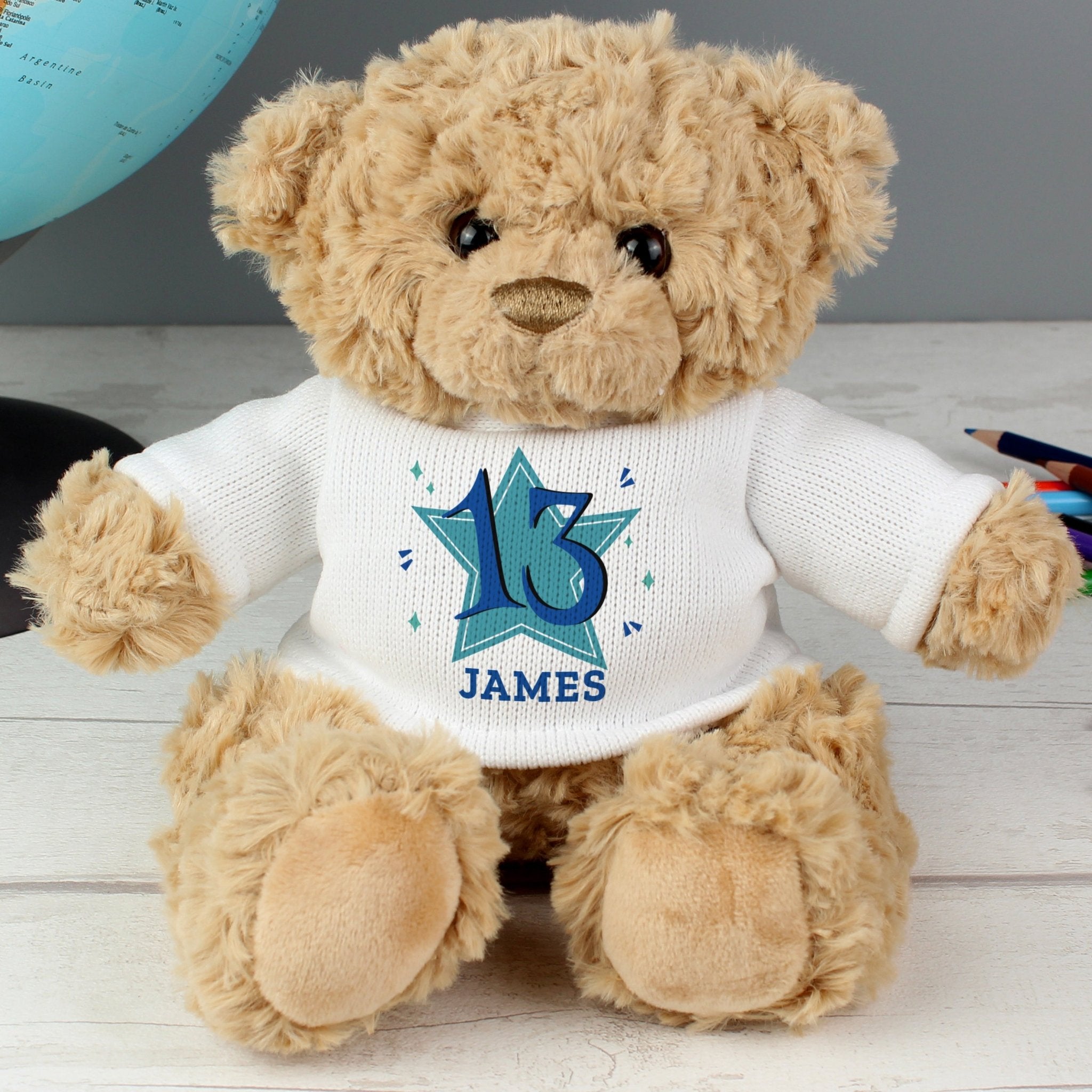 Personalised Blue Big Age Teddy Bear | Inspired Creative Gifts | UK Supplier