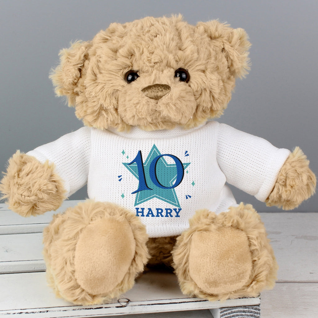 Personalised Blue Big Age Teddy Bear | Inspired Creative Gifts | UK Supplier