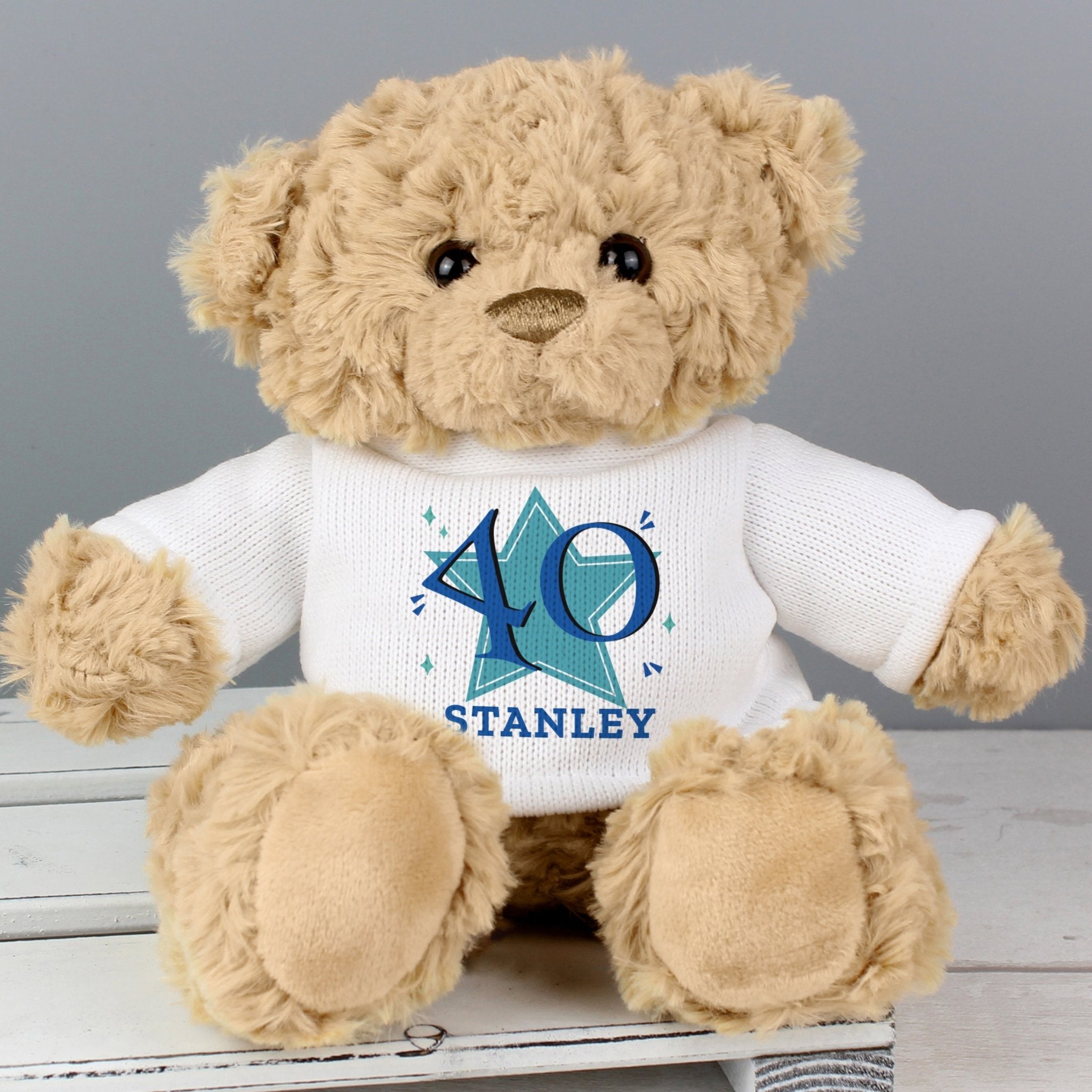 Personalised Blue Big Age Teddy Bear | Inspired Creative Gifts | UK Supplier