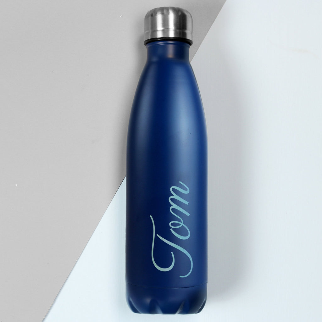 Personalised Blue Metal Insulated Drinks Bottle | Inspired Creative Gifts