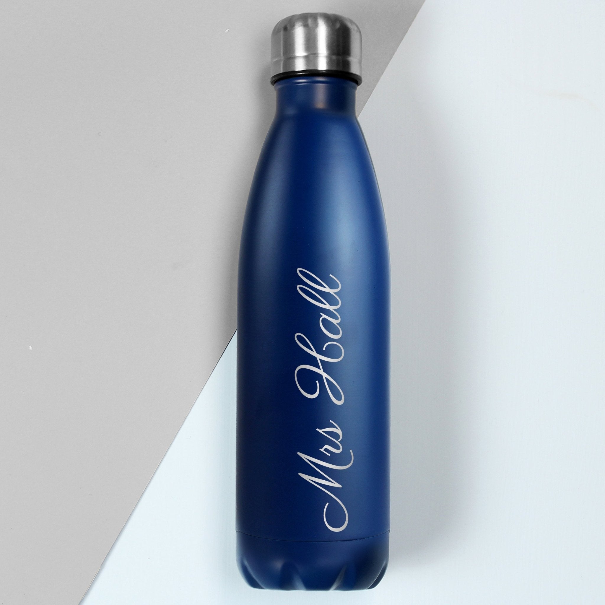Personalised Blue Metal Insulated Drinks Bottle | Inspired Creative Gifts | UK Supplier