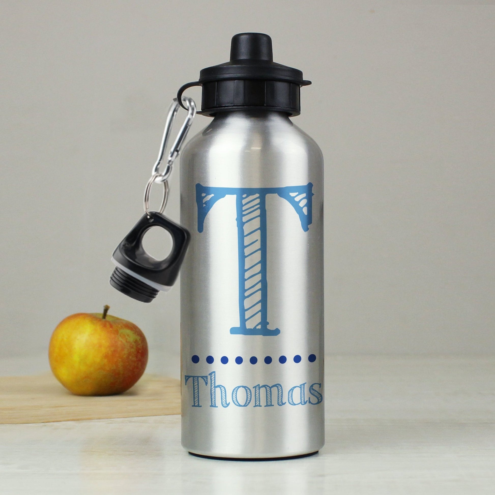 Personalised Blue Name Silver Drinks Bottle | Inspired Creative Gifts