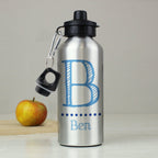 Personalised Blue Name Silver Drinks Bottle | Inspired Creative Gifts | UK Supplier