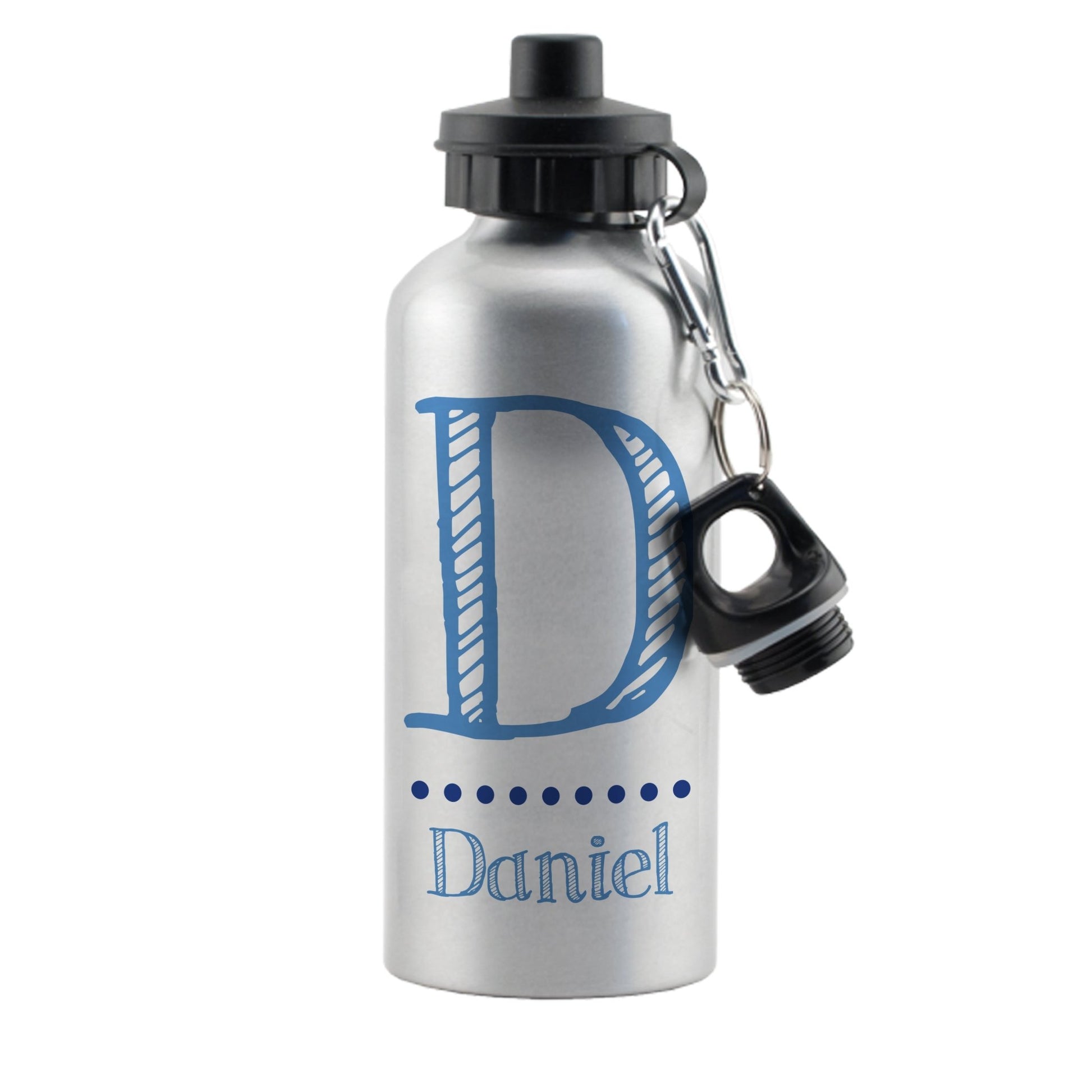 Personalised Blue Name Silver Drinks Bottle | Inspired Creative Gifts