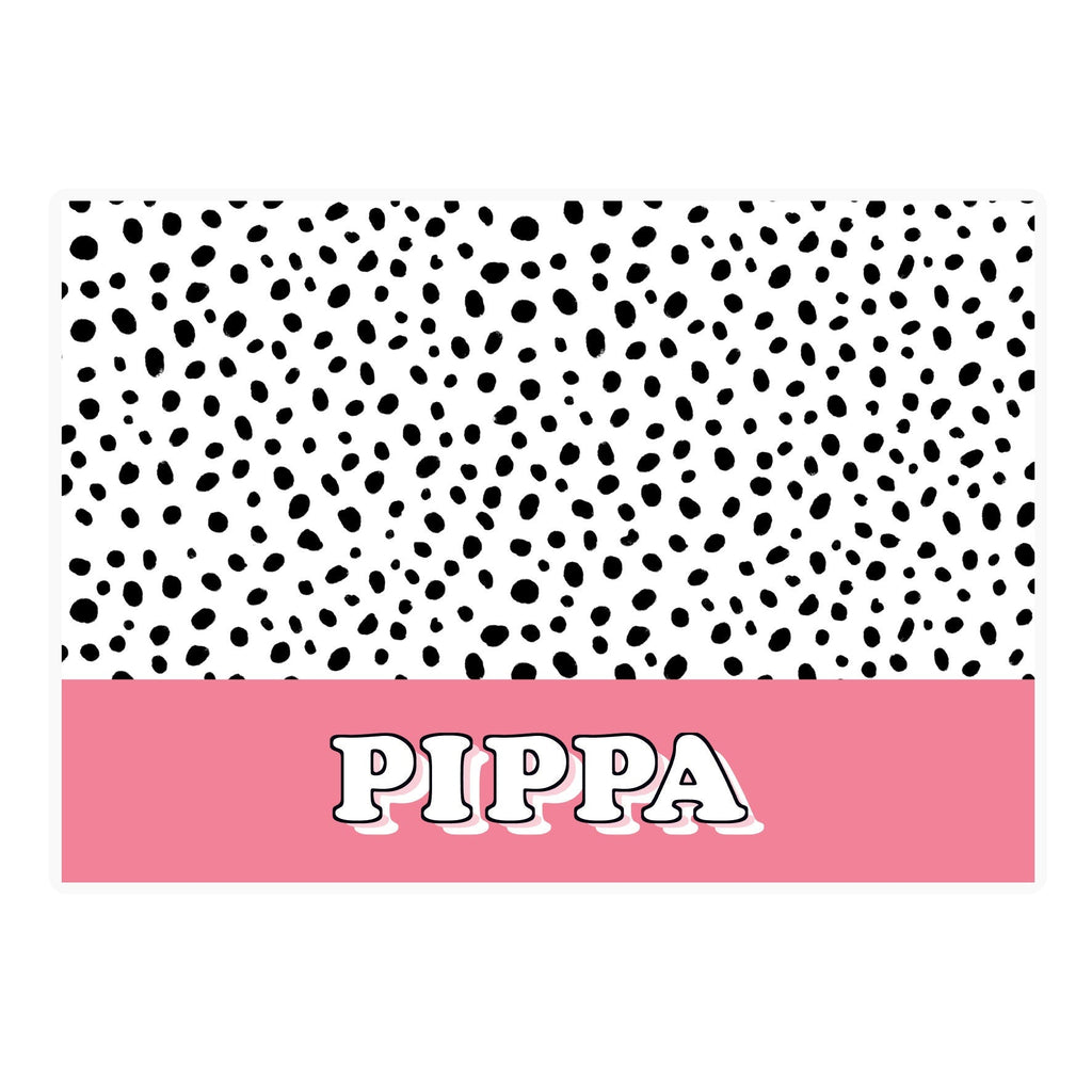 Personalised Blue or Pink Spots Dog Pet Bowl Mat | Inspired Creative Gifts | UK Supplier