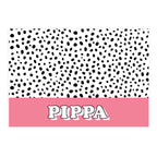 Personalised Blue or Pink Spots Dog Pet Bowl Mat | Inspired Creative Gifts | UK Supplier