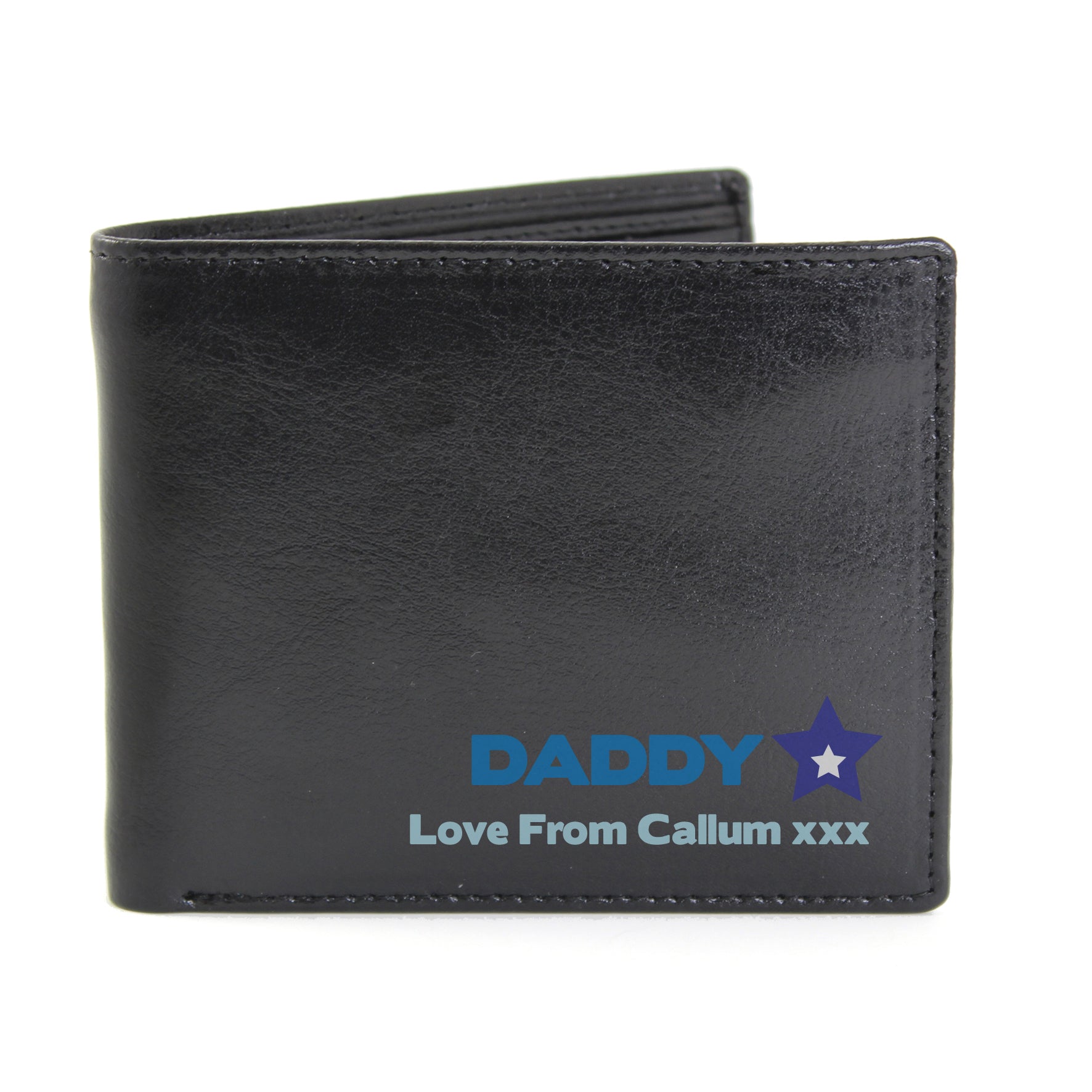 Personalised Blue Worlds Best Dad Leather Wallet | Inspired Creative Gifts | UK Supplier