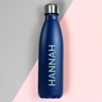 Personalised Bold Name Blue Metal Insulated Drinks Bottle | Inspired Creative Gifts | UK Supplier