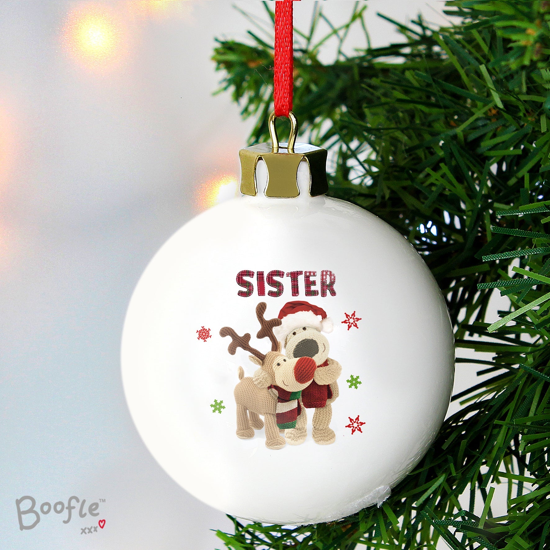 Personalised Boofle Christmas Reindeer Bauble | Inspired Creative Gifts | UK Supplier