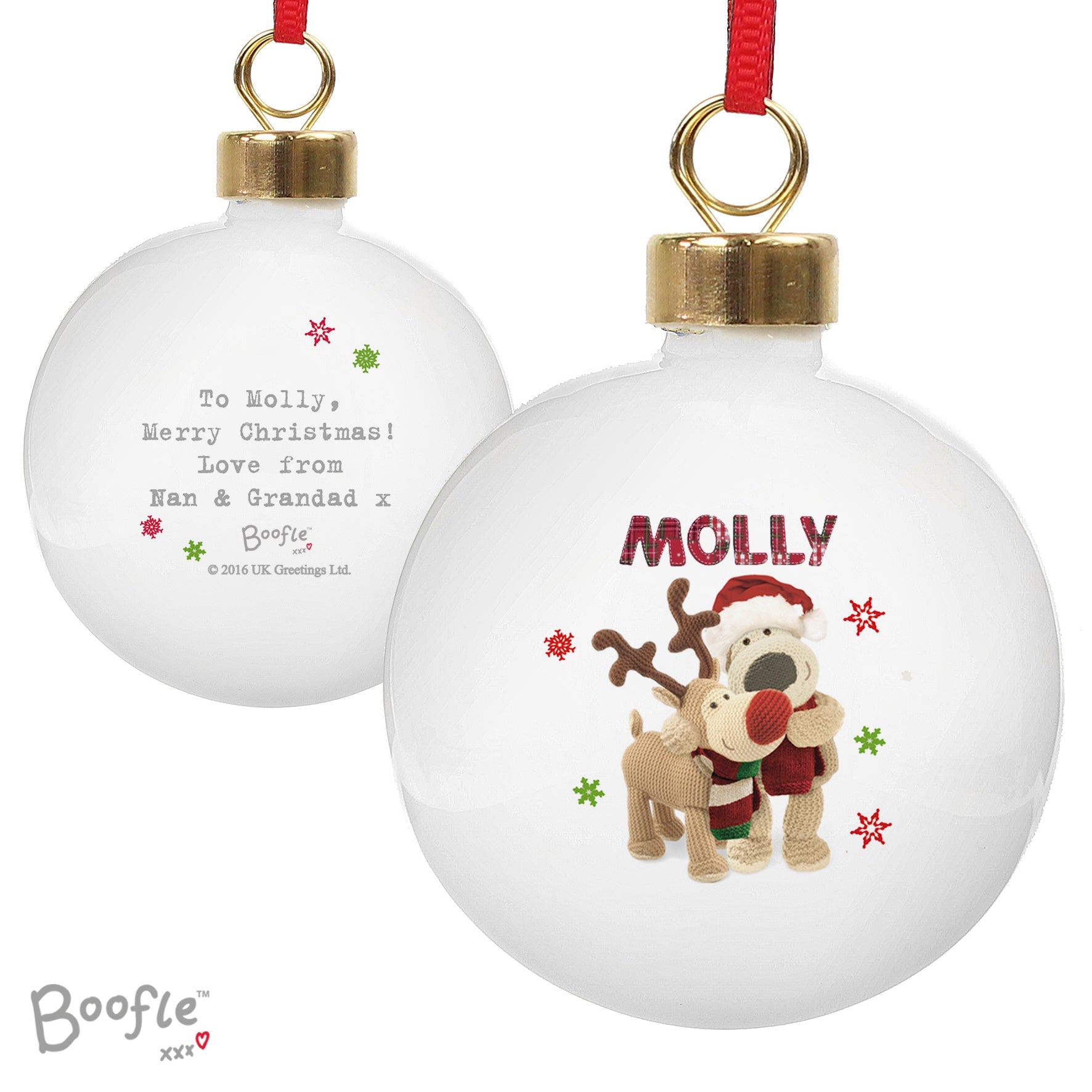 Personalised Boofle Christmas Reindeer Bauble | Inspired Creative Gifts | UK Supplier