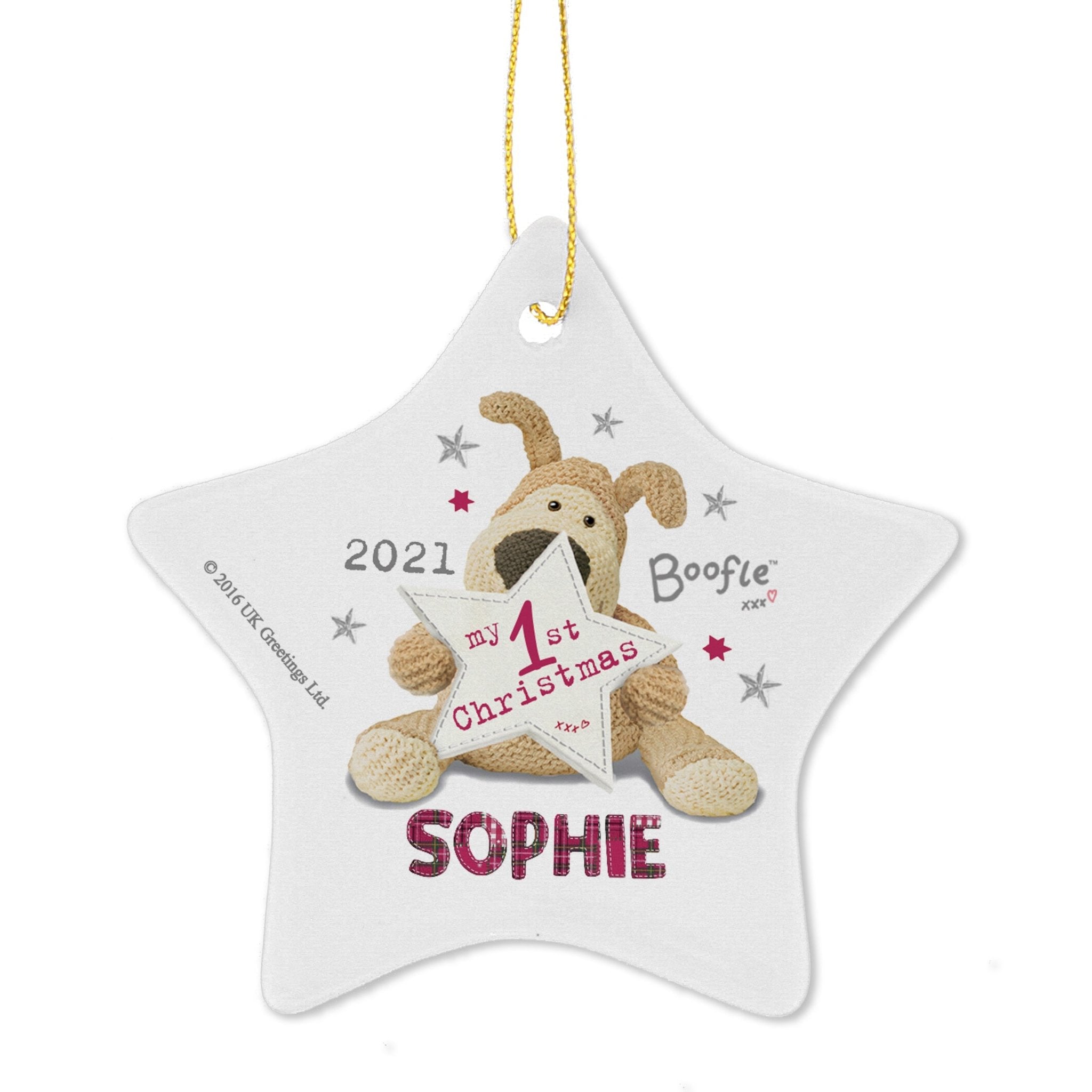 Personalised Boofle My 1st Christmas Ceramic Star Decoration | Inspired Creative Gifts | UK Supplier