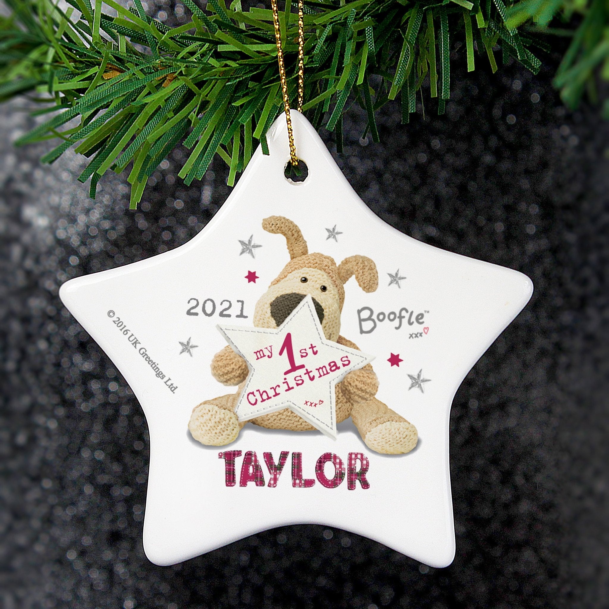 Personalised Boofle My 1st Christmas Ceramic Star Decoration | Inspired Creative Gifts | UK Supplier