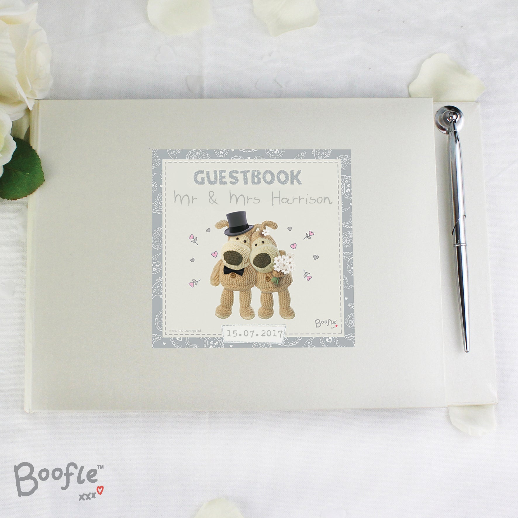 Personalised Boofle Wedding Hardback Guest Book & Pen | Inspired Creative Gifts | UK Supplier