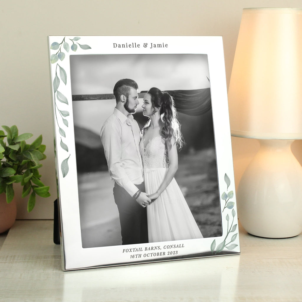 Personalised Botanical 10x8 Silver Photo Frame | Inspired Creative Gifts | UK Supplier