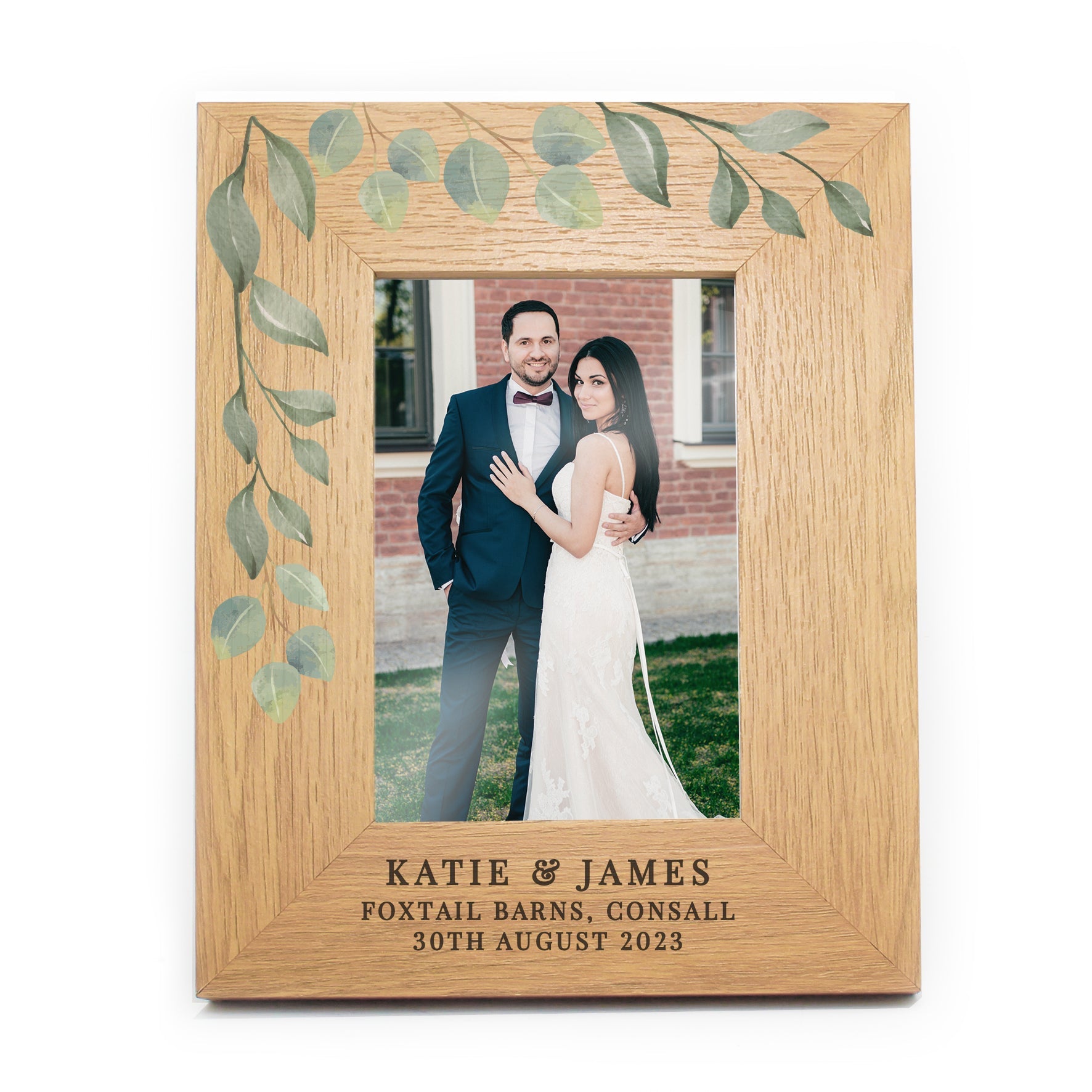 Personalised Botanical 6x4 Oak Finish Photo Frame | Inspired Creative Gifts | UK Supplier