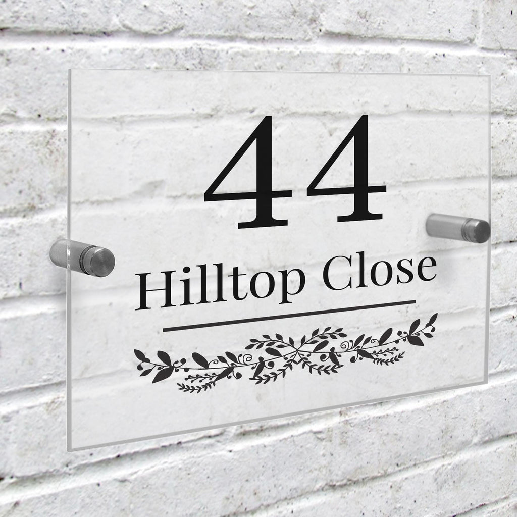 Personalised Botanical Acrylic House Sign | Great for New House Number | Inspired Creative Gifts | UK Supplier