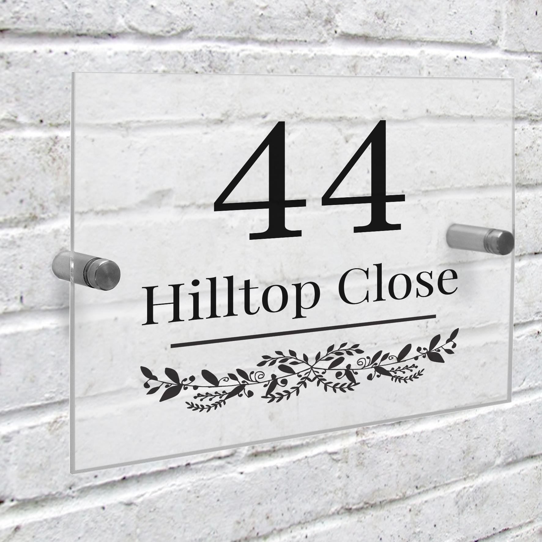Personalised Botanical Acrylic House Sign | Great for New House Number | Inspired Creative Gifts | UK Supplier