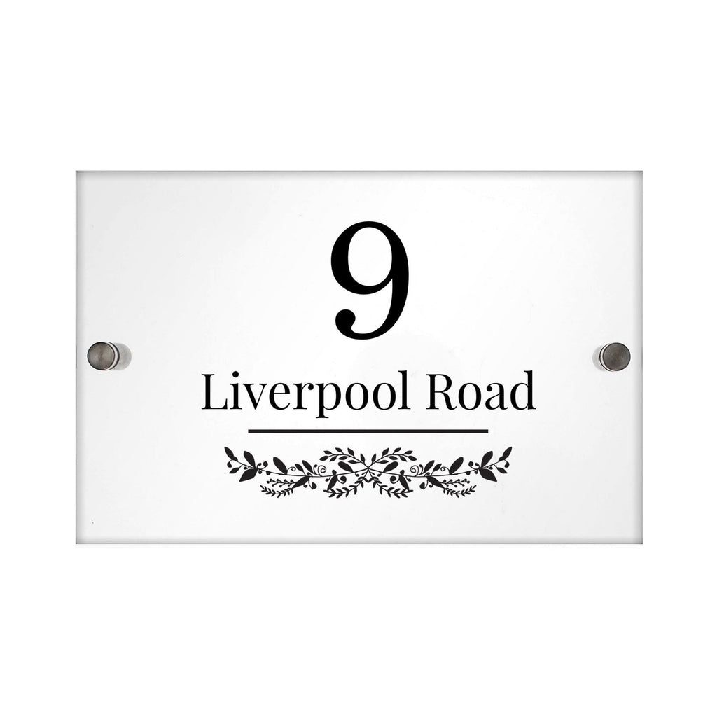 Personalised Botanical Acrylic House Sign | Great for New House Number | Inspired Creative Gifts | UK Supplier