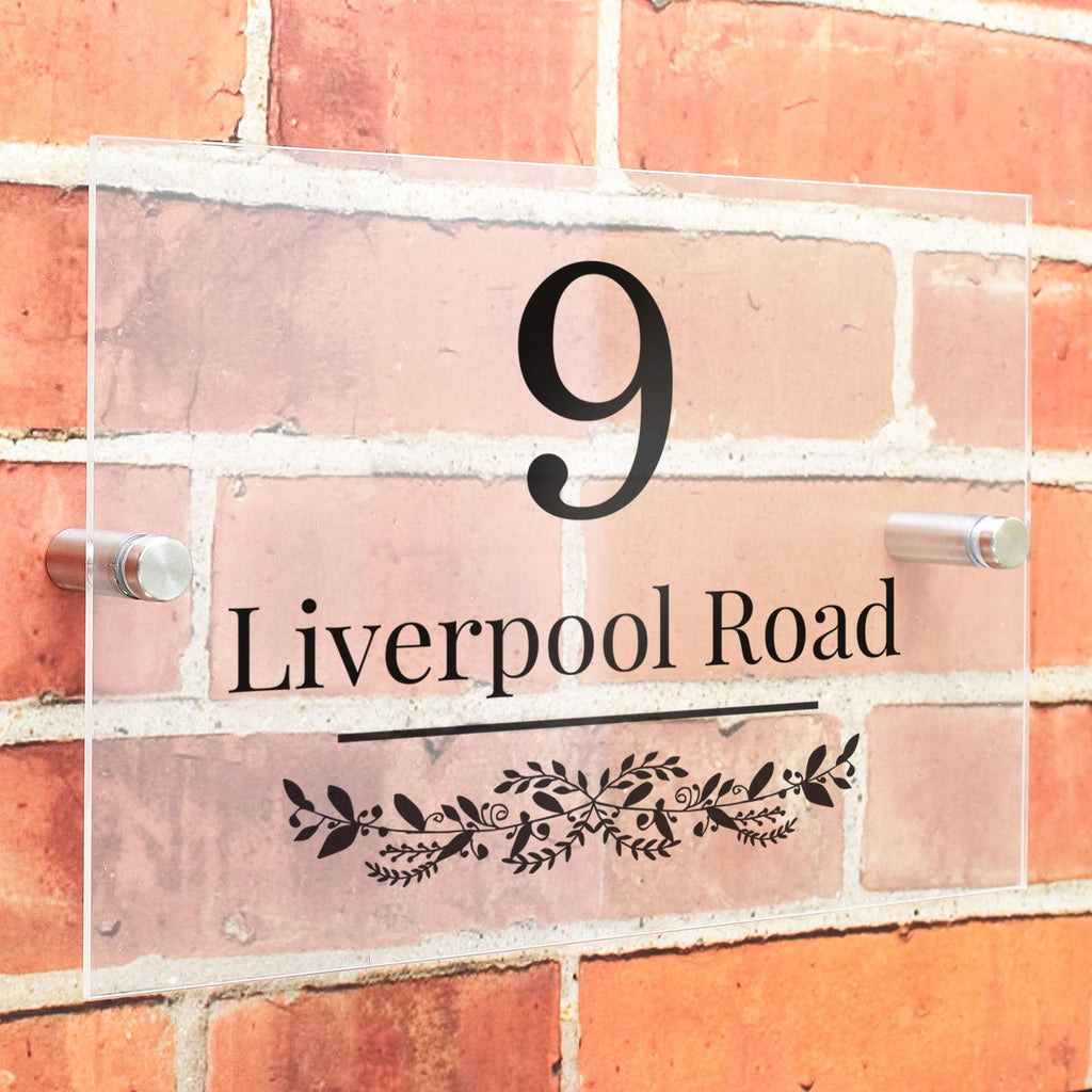 Personalised Botanical Acrylic House Sign | Great for New House Number | Inspired Creative Gifts | UK Supplier