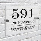 Personalised Botanical Acrylic House Sign | Great for New House Number | Inspired Creative Gifts | UK Supplier