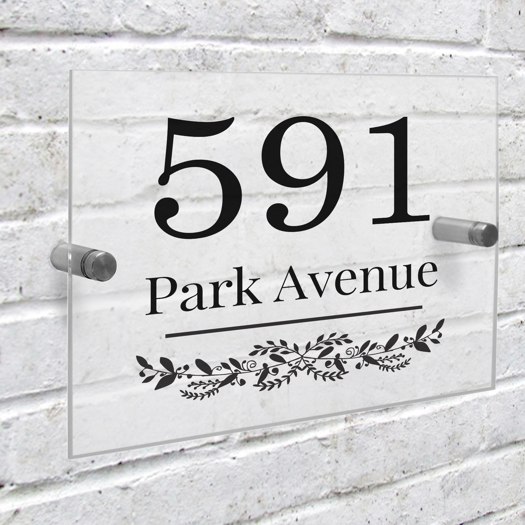Personalised Botanical Acrylic House Sign | Great for New House Number | Inspired Creative Gifts | UK Supplier