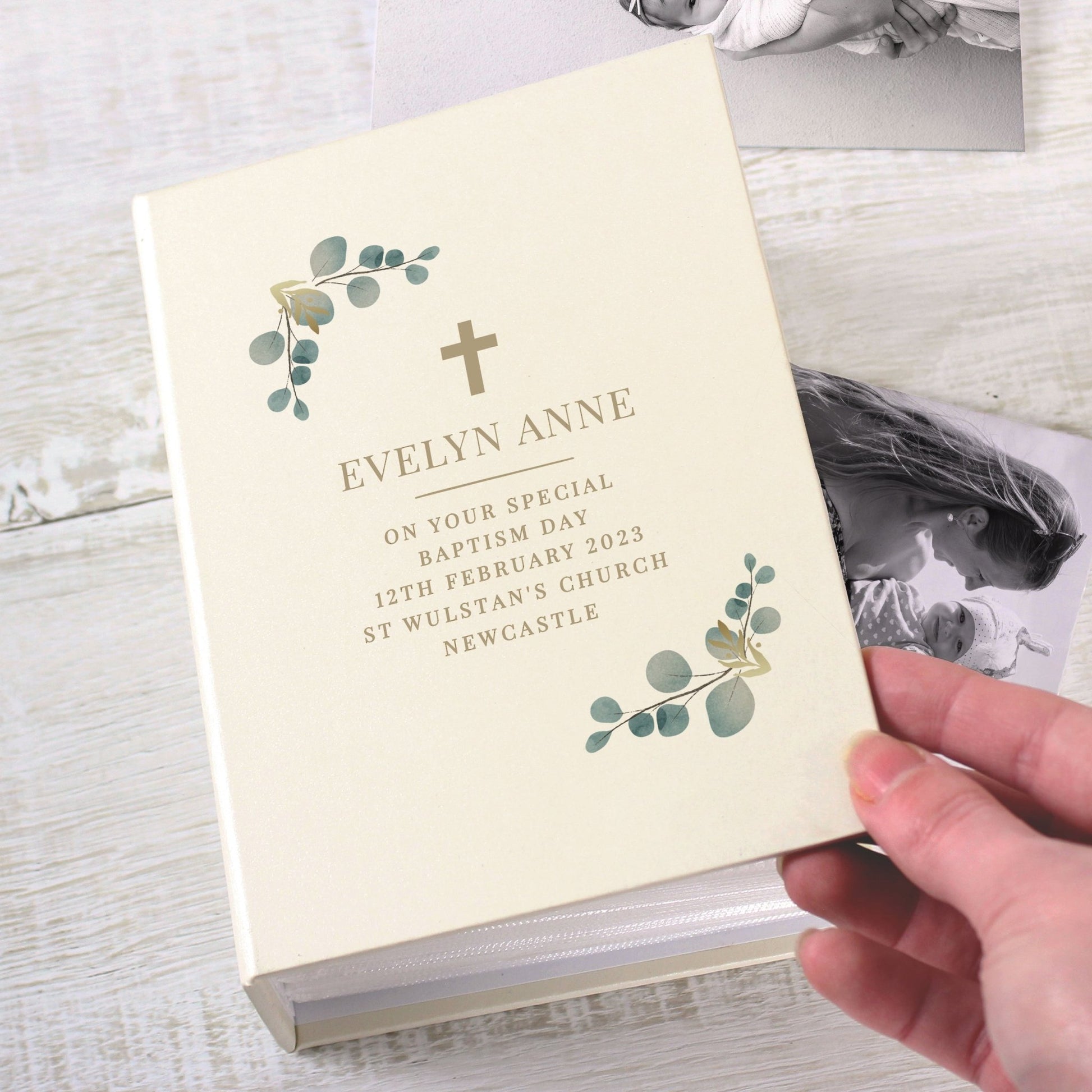 Personalised Botanical Cross 6x4 Photo Album with Sleeves | Inspired Creative Gifts | UK Supplier