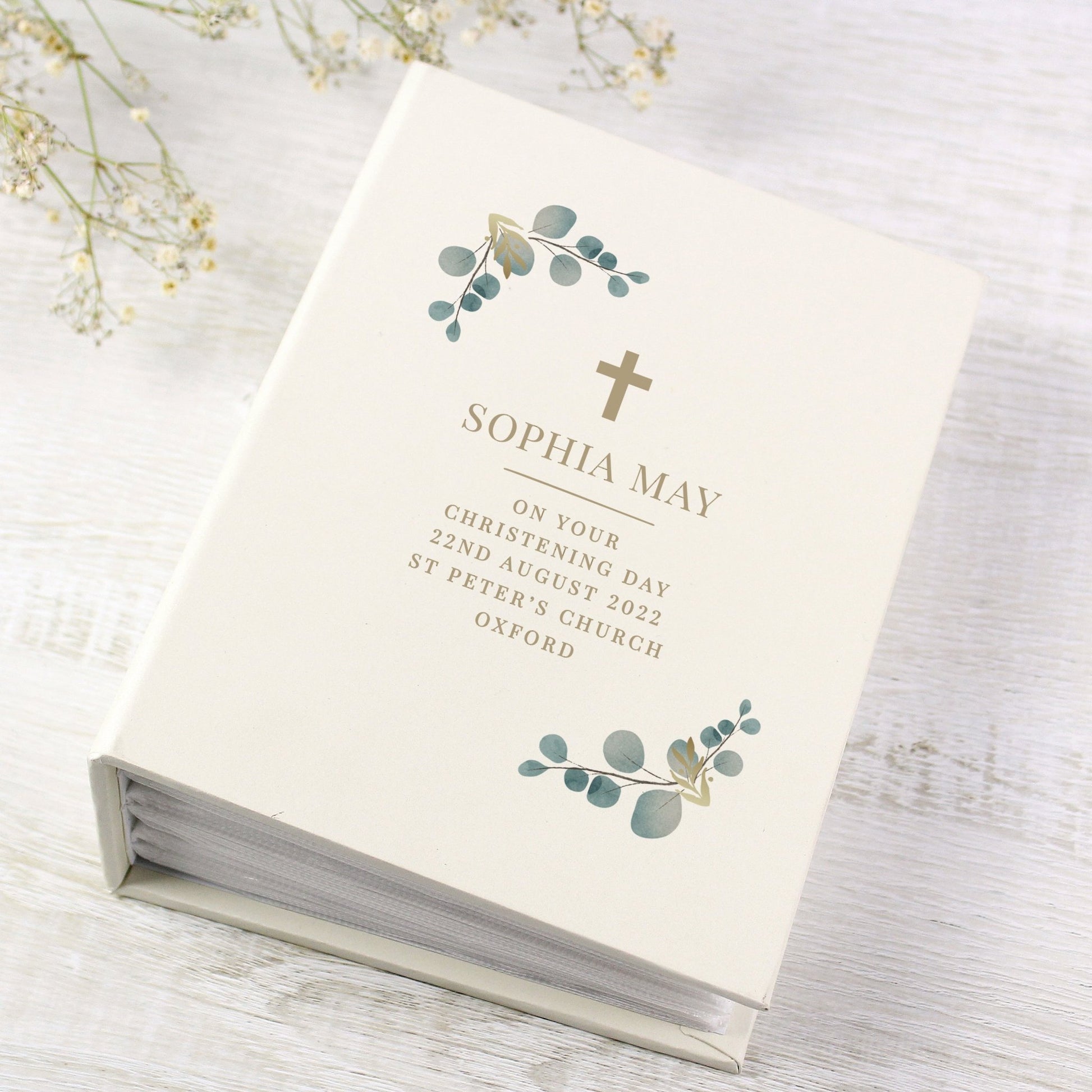 Personalised Botanical Cross 6x4 Photo Album with Sleeves | Inspired Creative Gifts | UK Supplier
