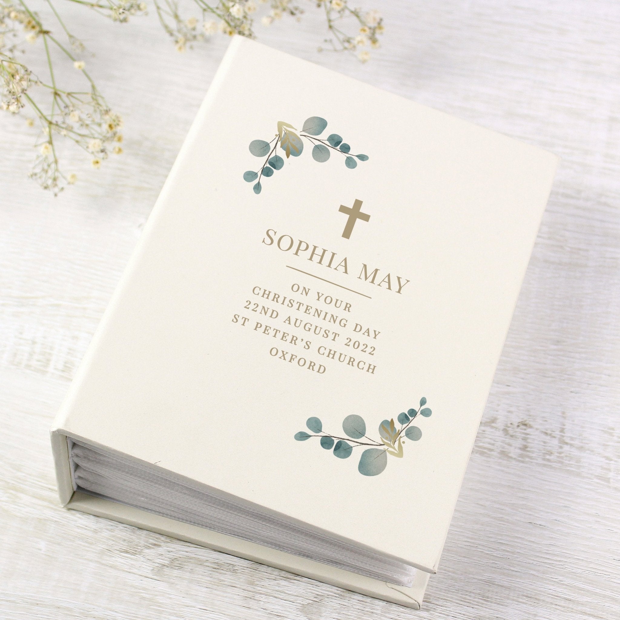 Personalised Botanical Cross 6x4 Photo Album with Sleeves | Inspired Creative Gifts | UK Supplier