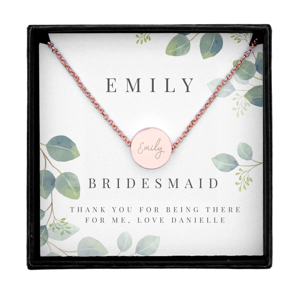Personalised Botanical Sentiment Rose Gold Tone Necklace and Box | Inspired Creative Gifts