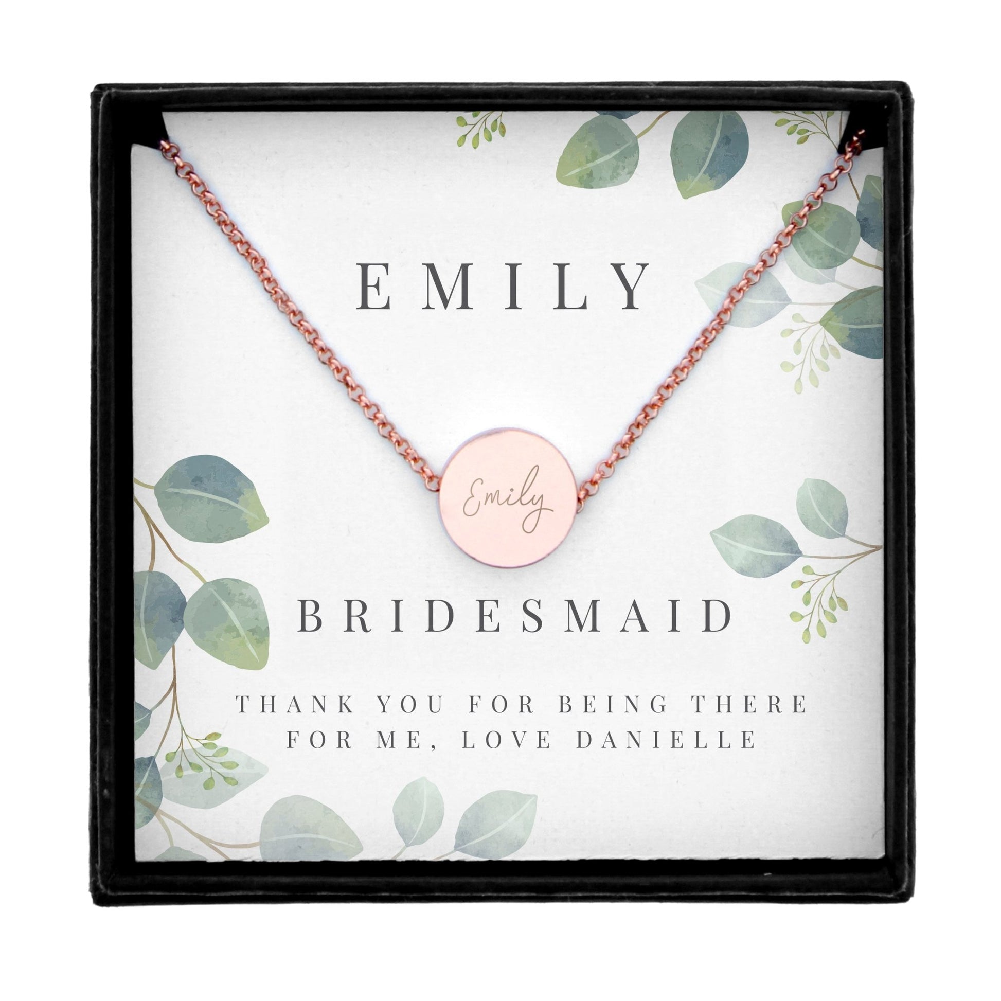 Personalised Botanical Sentiment Rose Gold Tone Necklace and Box | Inspired Creative Gifts