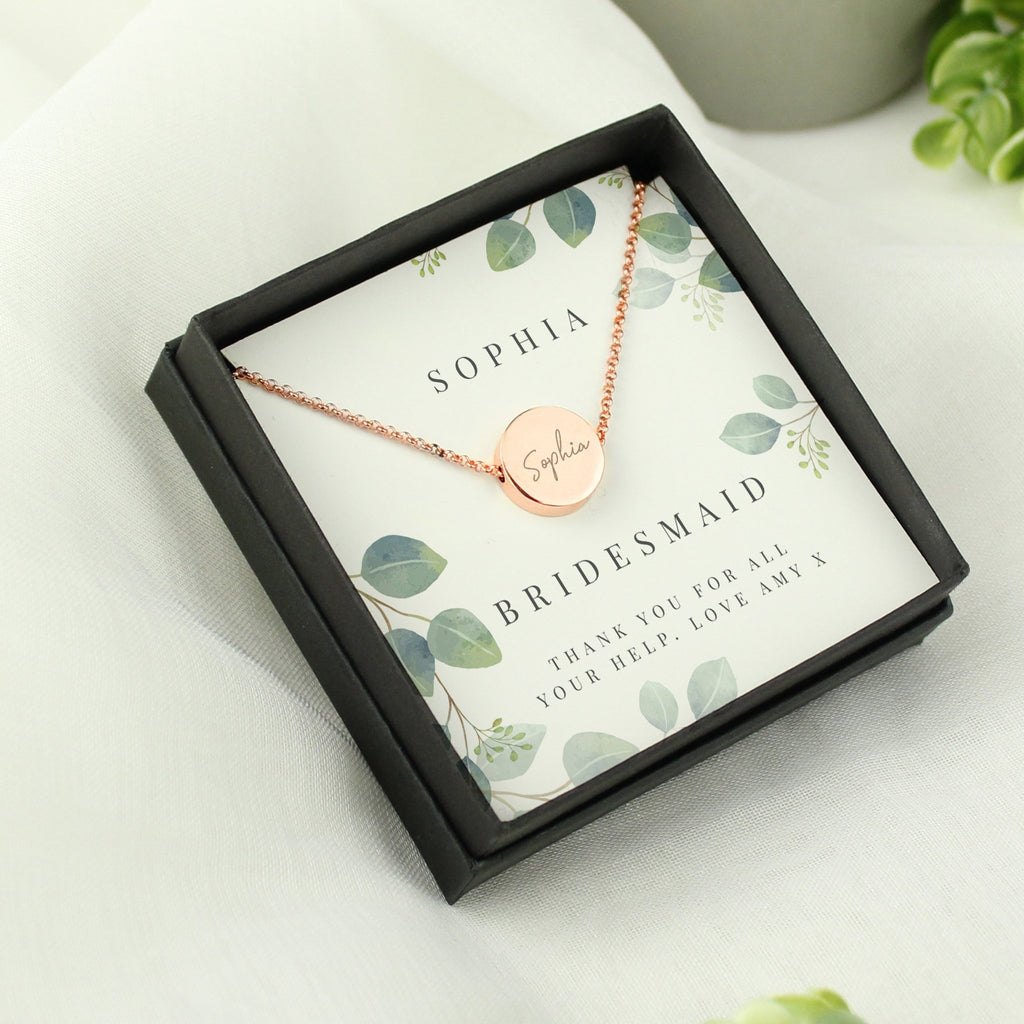 Personalised Botanical Sentiment Rose Gold Tone Necklace and Box | Inspired Creative Gifts