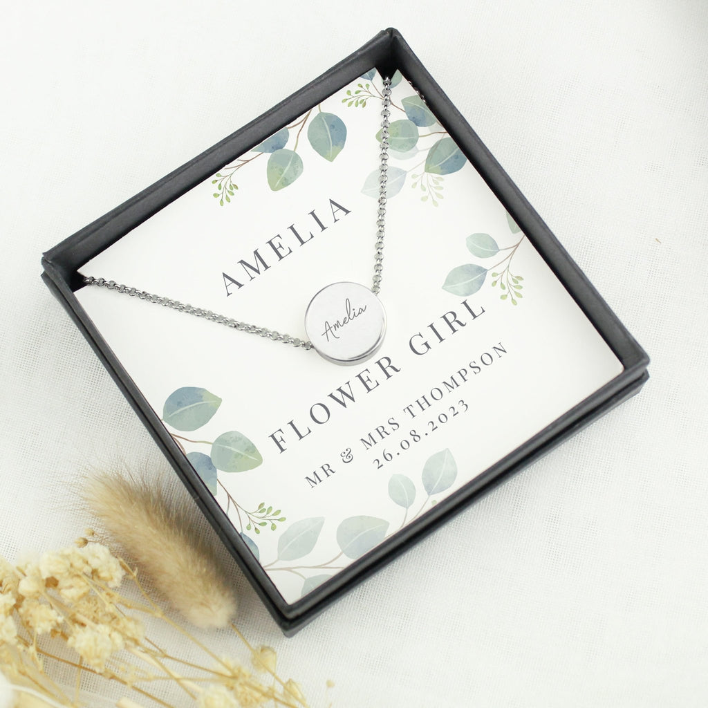 Personalised Botanical Sentiment Silver Tone Necklace and Box | Inspired Creative Gifts