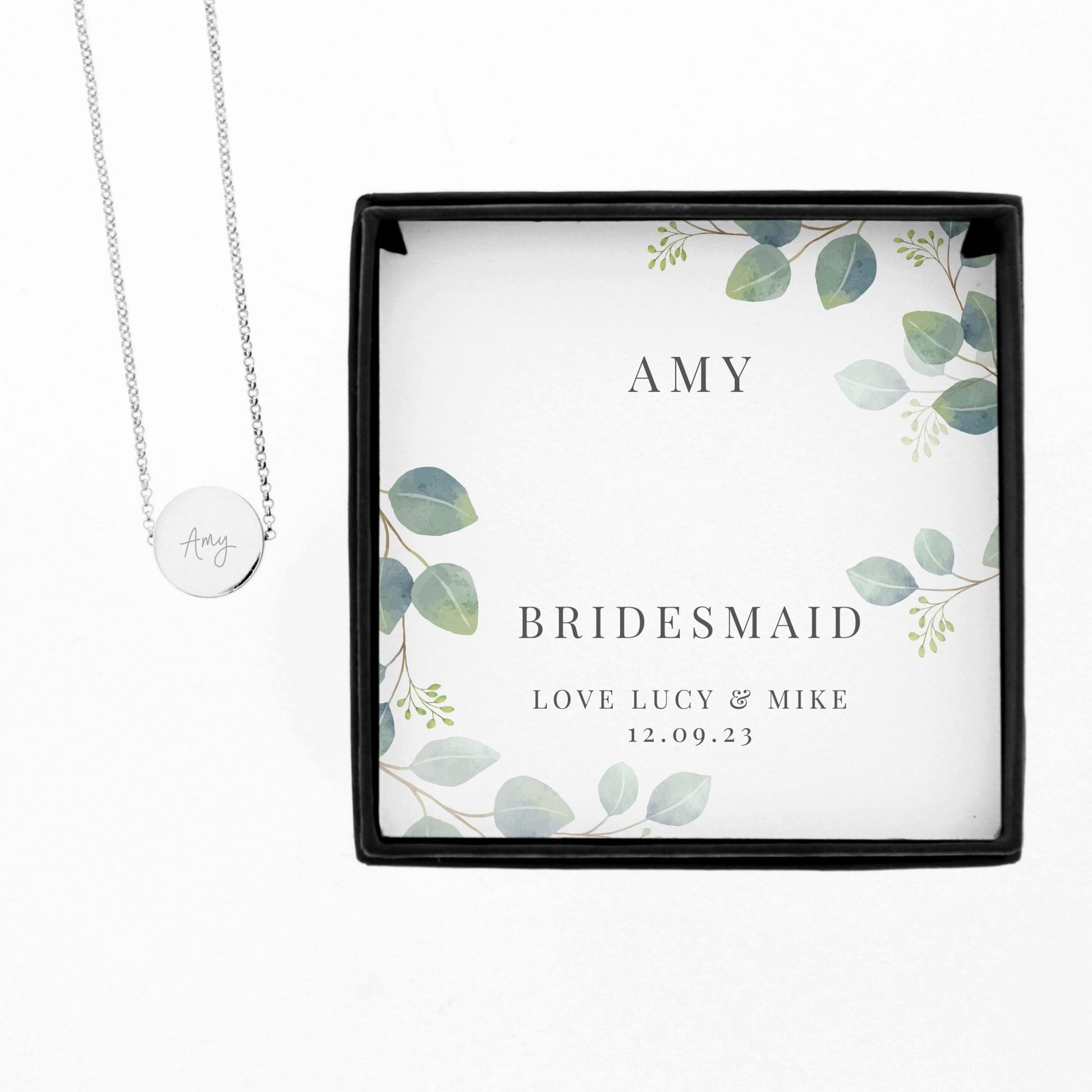 Personalised Botanical Sentiment Silver Tone Necklace and Box | Inspired Creative Gifts