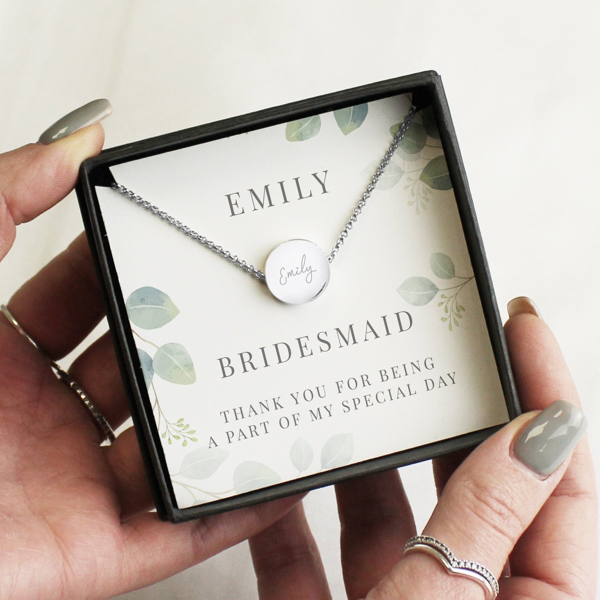 Personalised Botanical Sentiment Silver Tone Necklace and Box | Inspired Creative Gifts