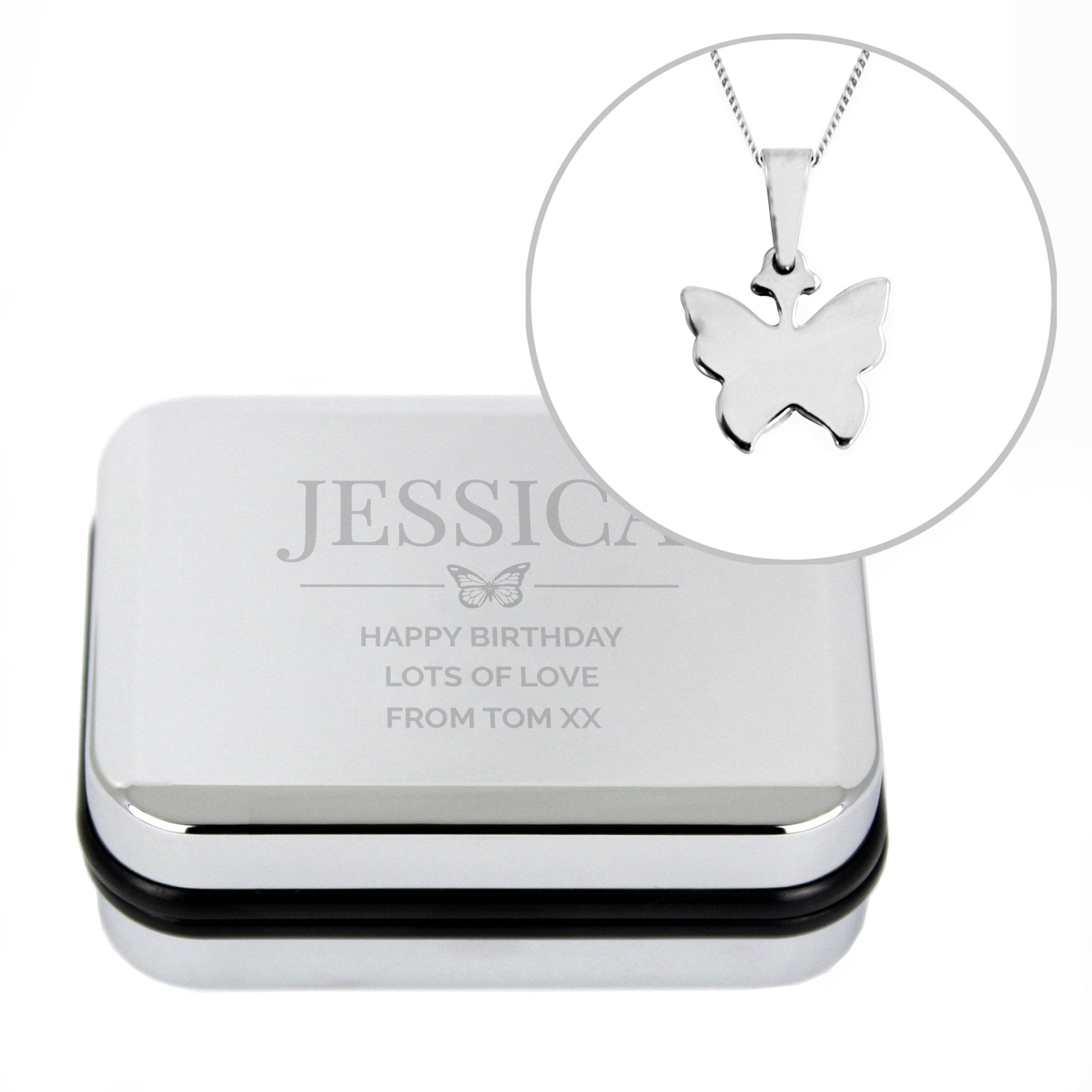 Personalised Box and Butterfly Necklace | Inspired Creative Gifts | UK Supplier