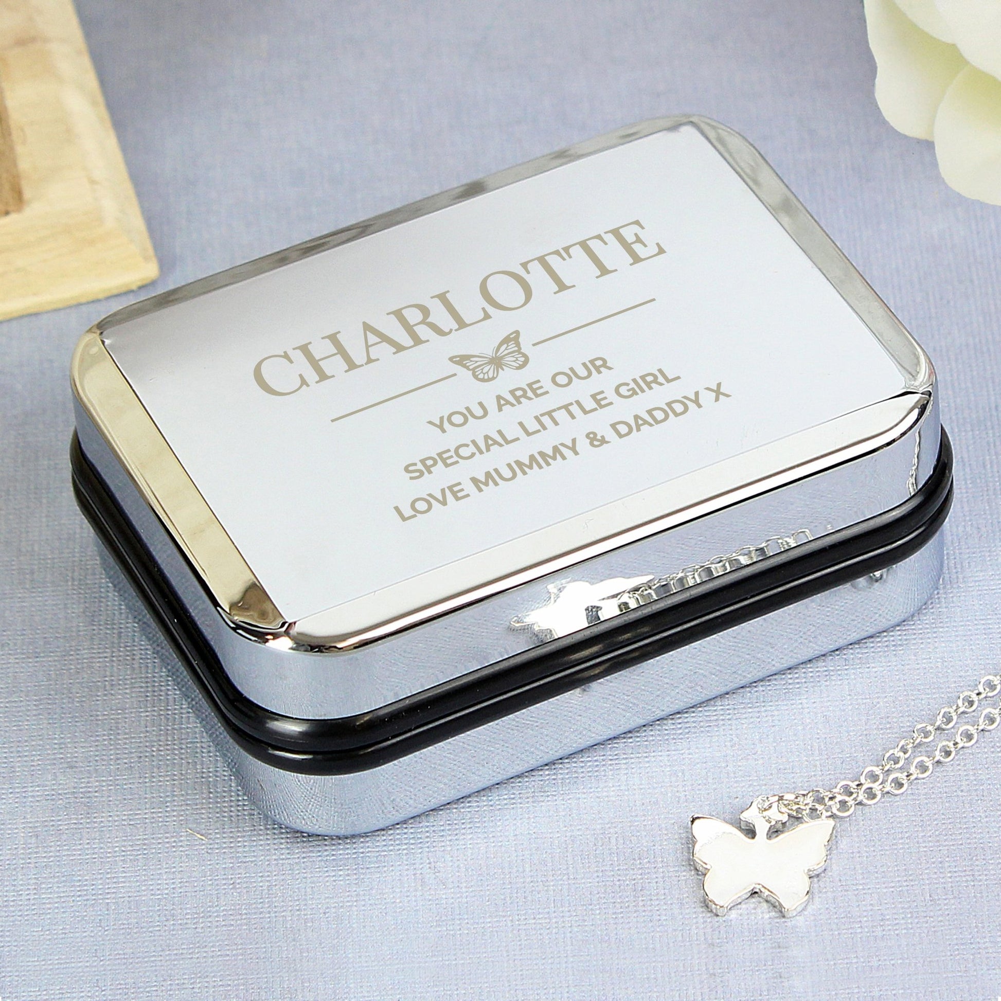 Personalised Box and Butterfly Necklace | Inspired Creative Gifts | UK Supplier