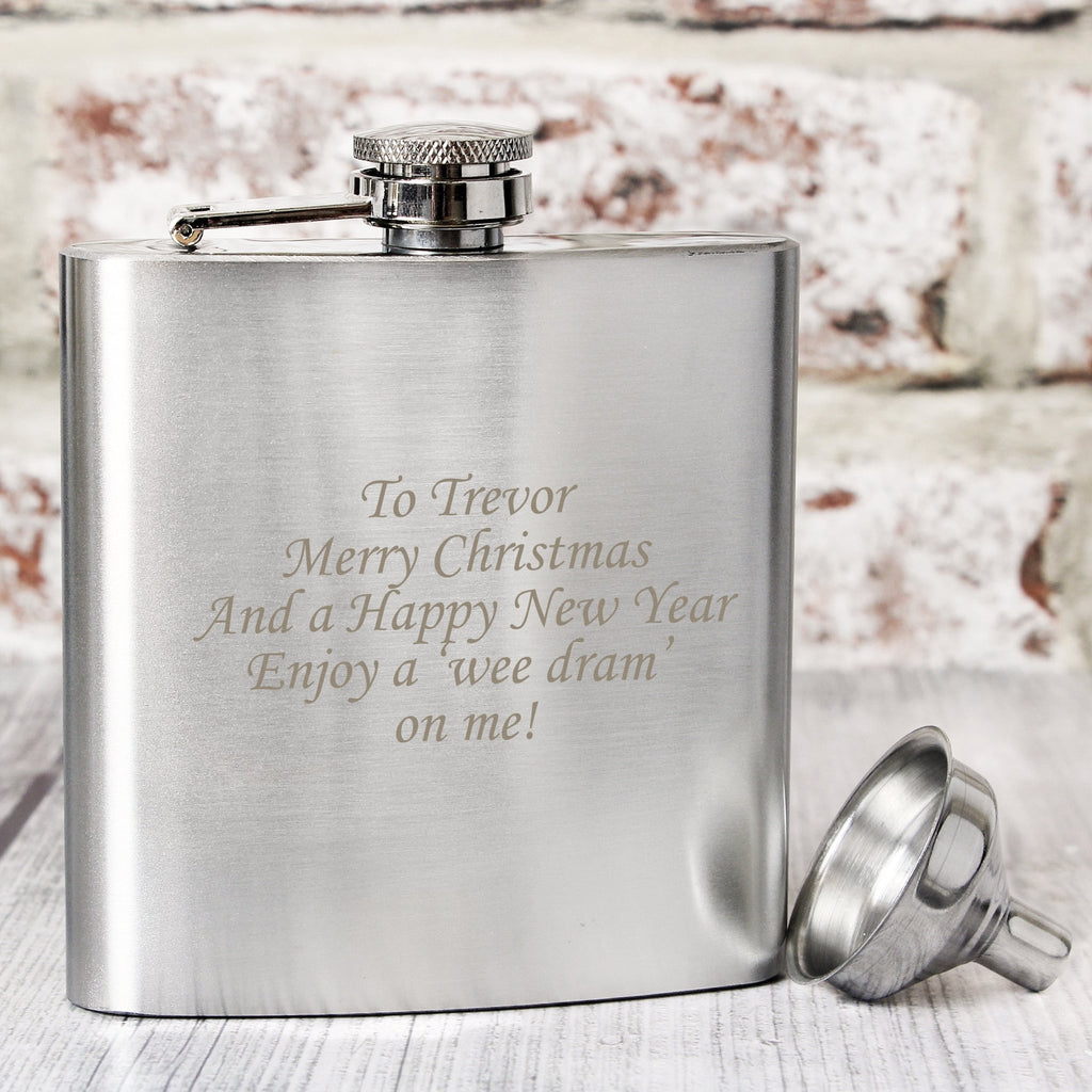 Personalised Boxed Stainless Steel Hip Flask | Inspired Creative Gifts | UK Supplier