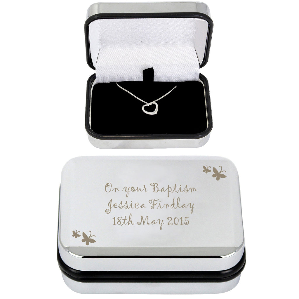 Personalised Butterfly Sterling Silver Heart Necklace and Box | Inspired Creative Gifts | UK Supplier