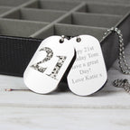 Personalised Camouflage Age Stainless Steel Double Dog Tag Necklace | Inspired Creative Gifts | UK Supplier