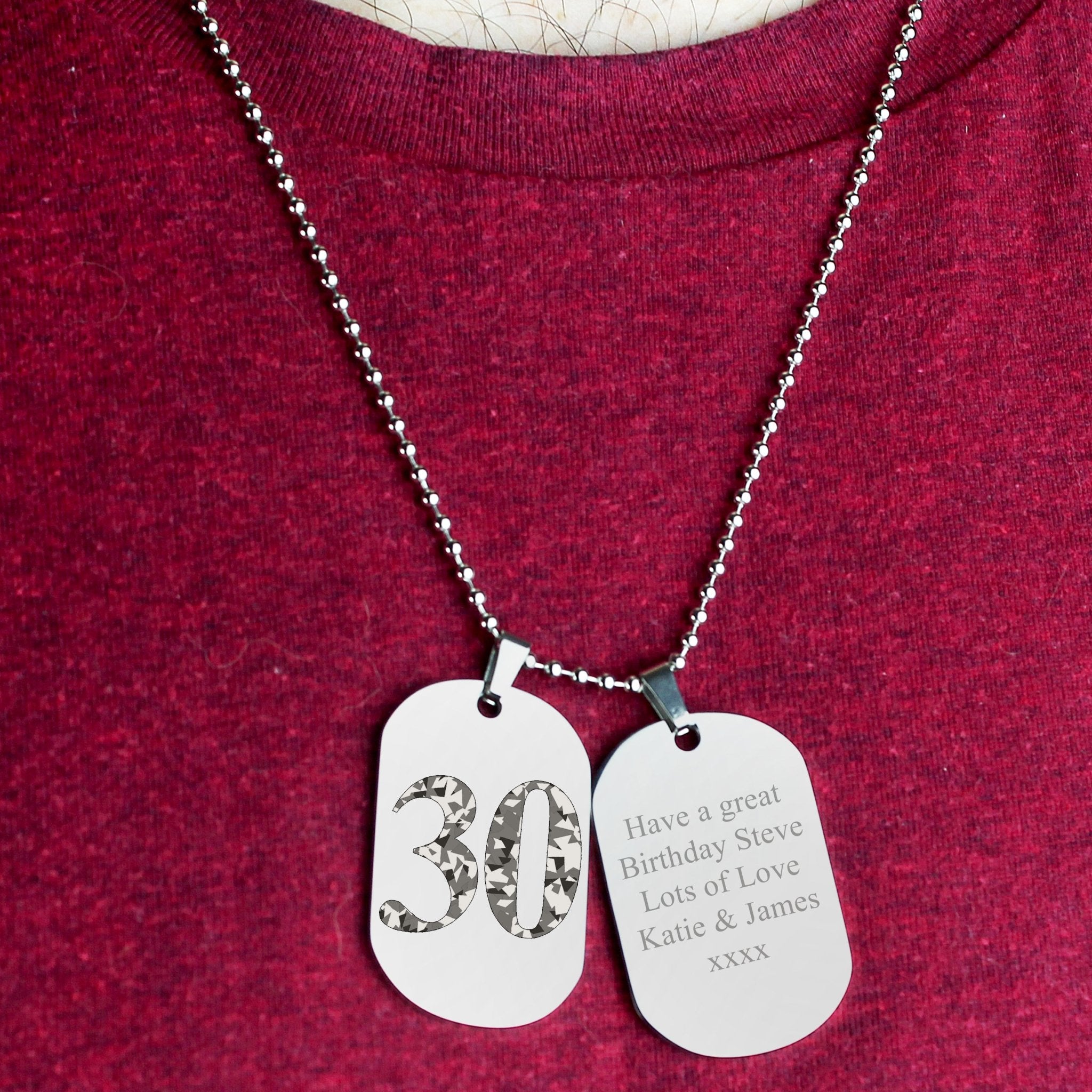 Personalised Camouflage Age Stainless Steel Double Dog Tag Necklace | Inspired Creative Gifts | UK Supplier