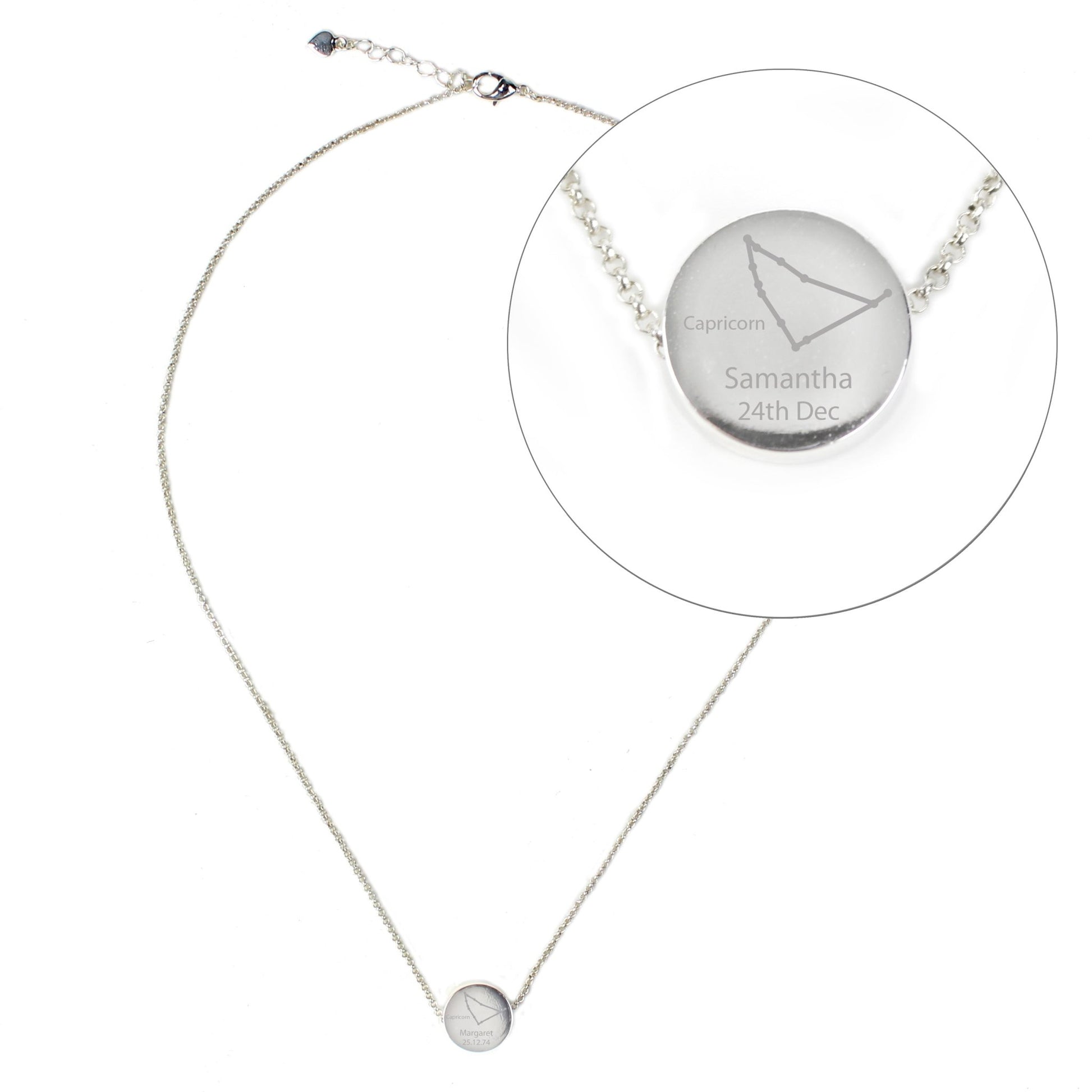 Personalised Capricorn Zodiac Star Sign Silver Tone Necklace (December 22nd - 19th January) | Inspired Creative Gifts | UK Supplier