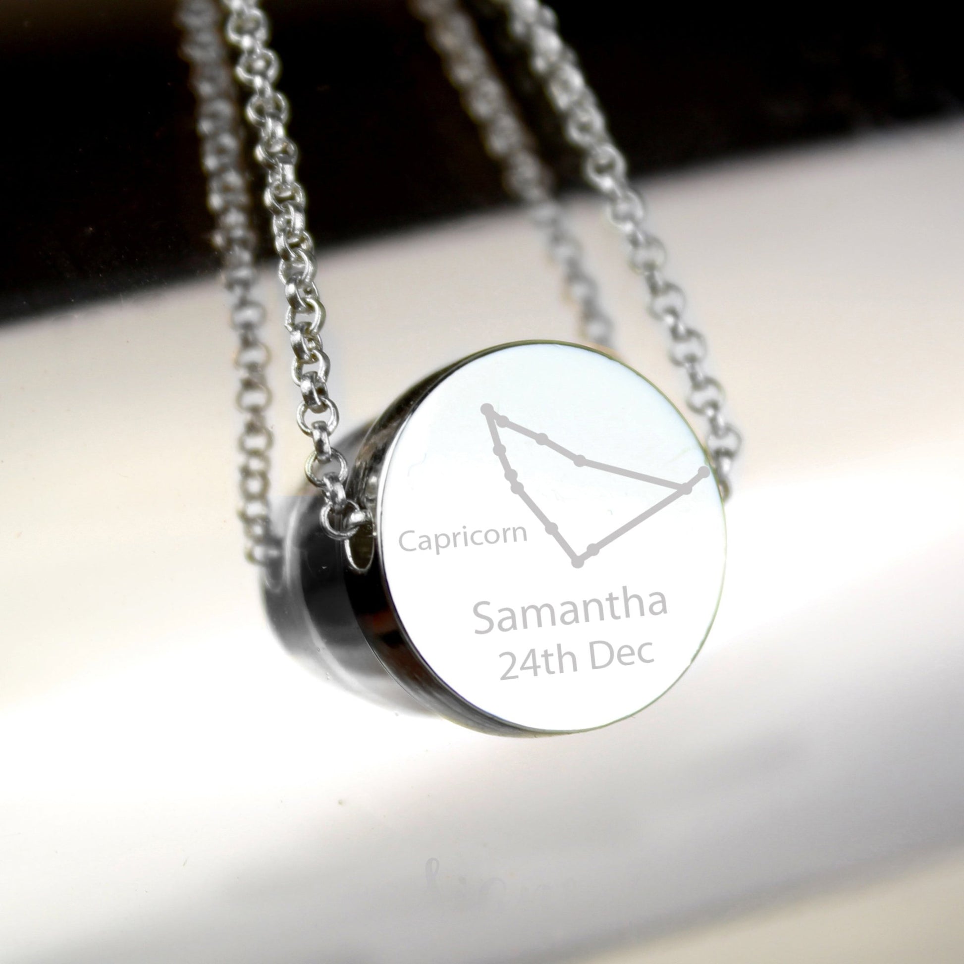 Personalised Capricorn Zodiac Star Sign Silver Tone Necklace (December 22nd - 19th January) | Inspired Creative Gifts | UK Supplier