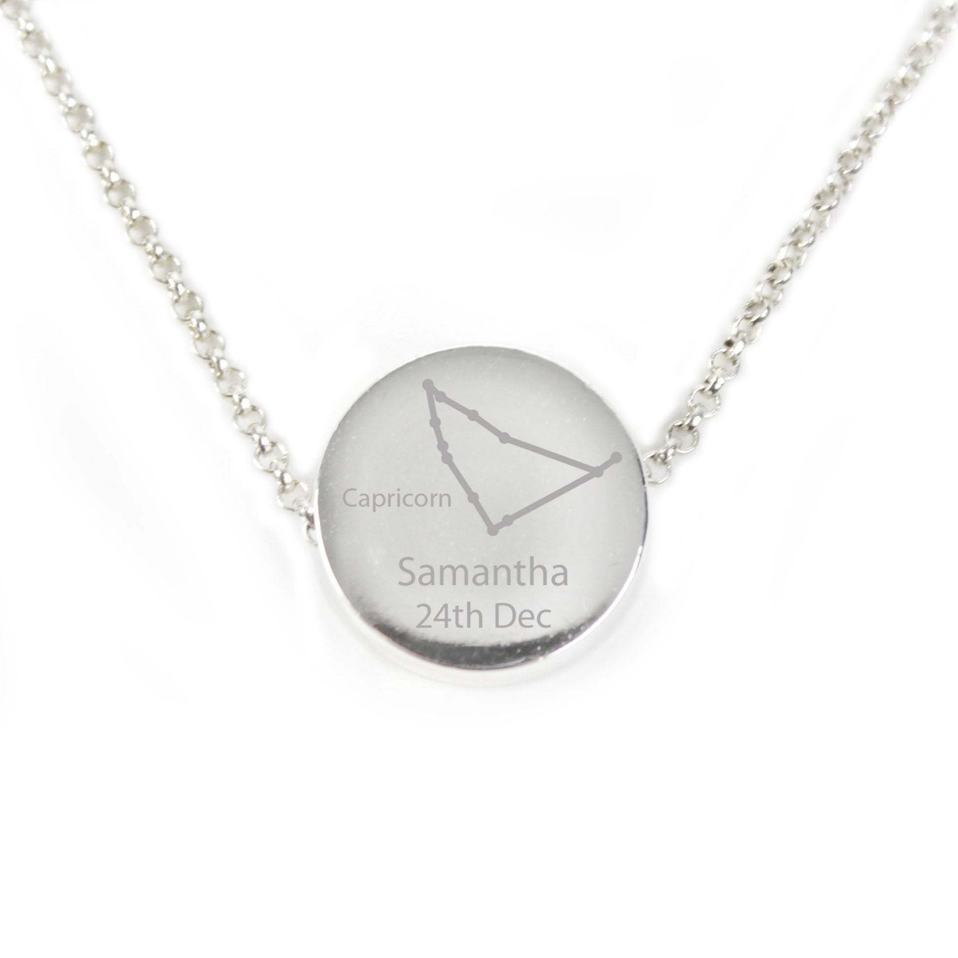 Personalised Capricorn Zodiac Star Sign Silver Tone Necklace (December 22nd - 19th January) | Inspired Creative Gifts | UK Supplier