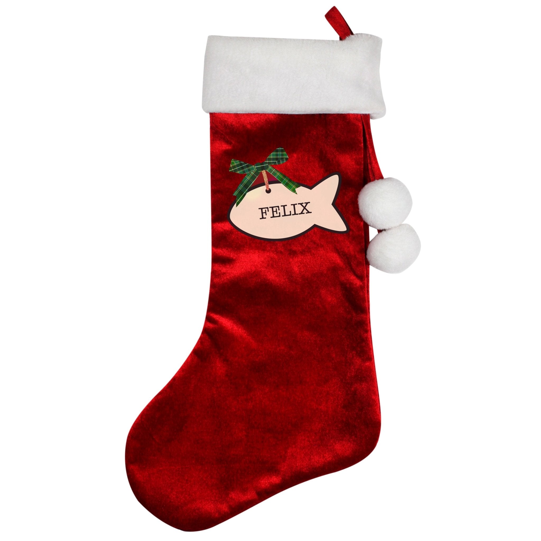 Personalised Cat Treats Luxury Red Stocking | Inspired Creative Gifts | UK Supplier